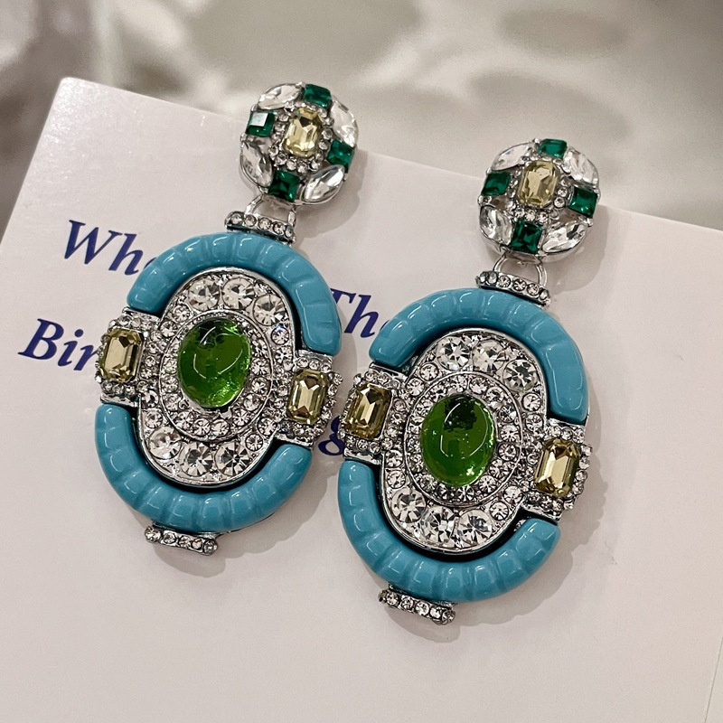 Vintage Fashion Eras - Vintage Turquoise Emerald Silver Drop Dangle