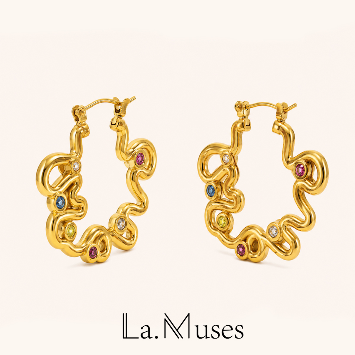 Vintage Fashion La - La. Muses Colored Zircon Twisted Line