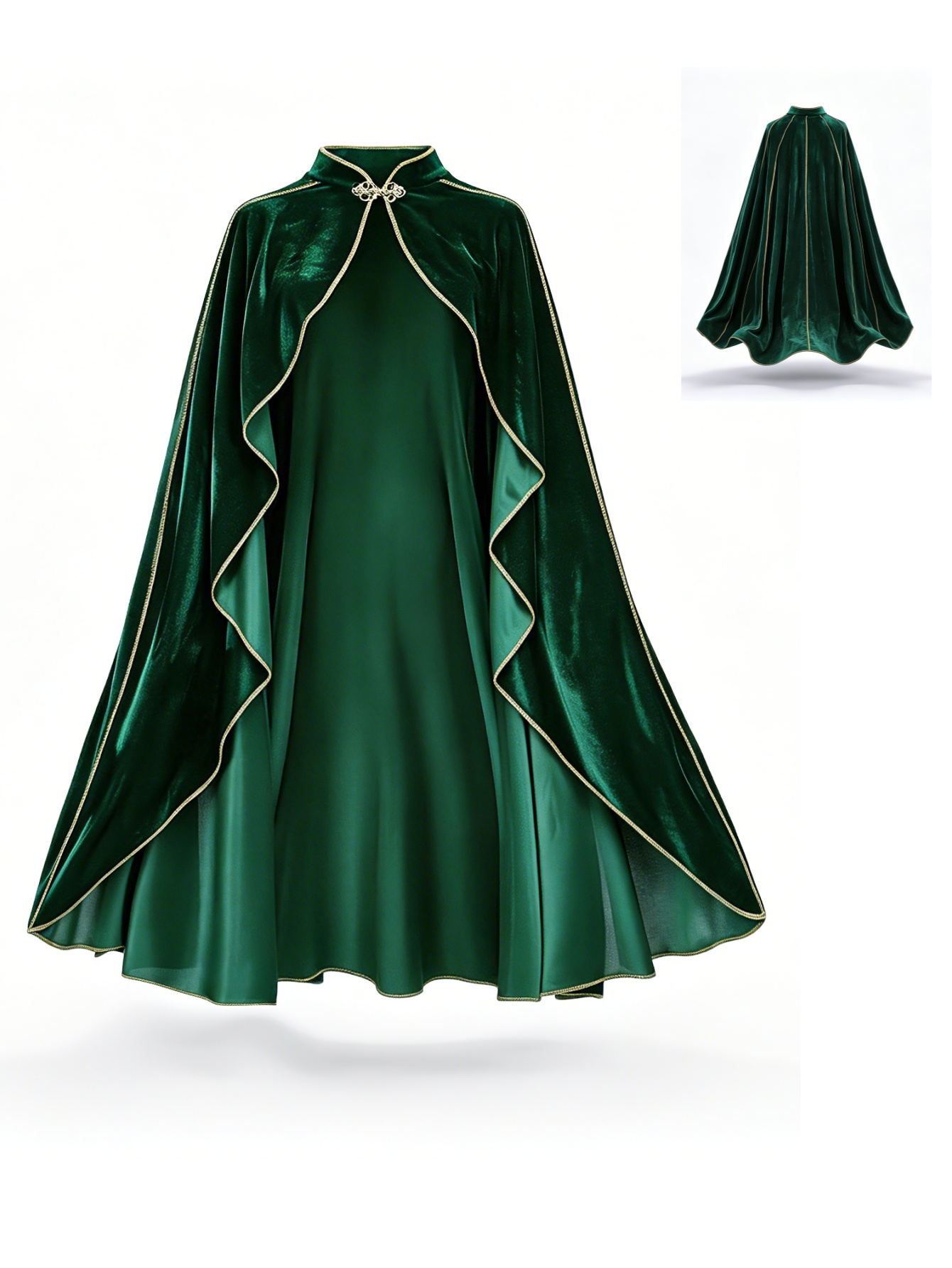 Vintage Fashion Jacket - Women Vintage Green Velvet Cape Cloak