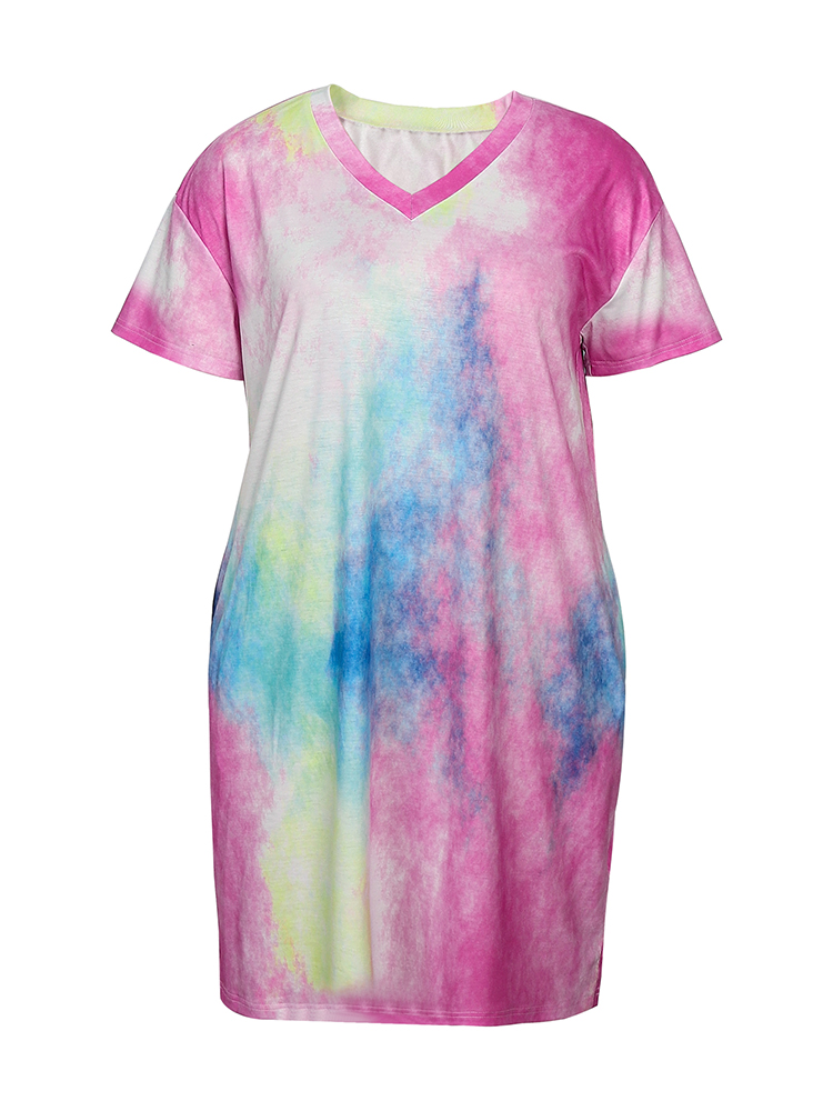 Plus Size Women's Casual Dress - đánh giá và giá Tie Dye Shirt Vintage