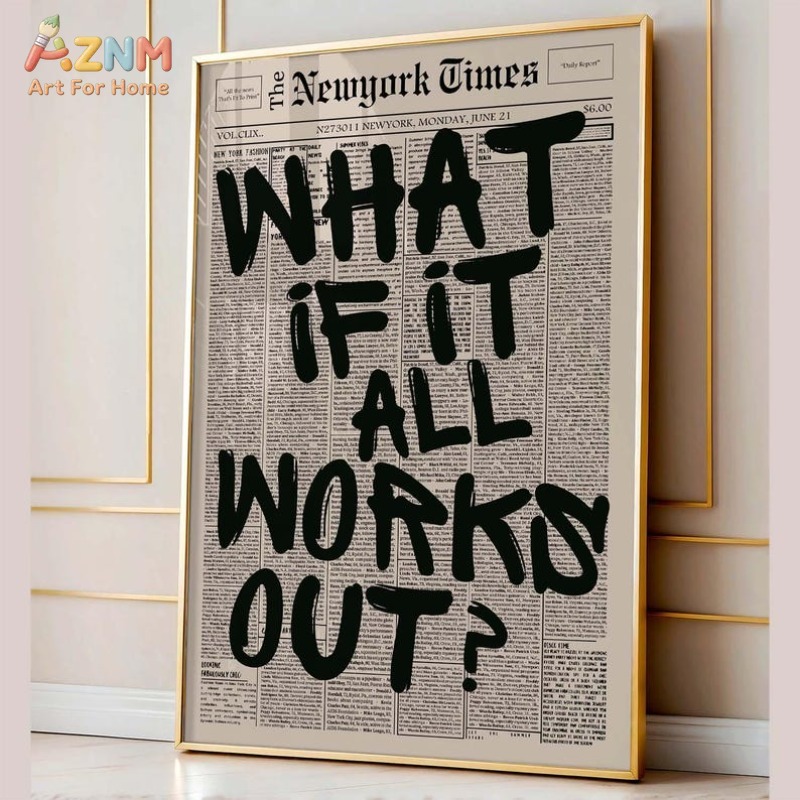 AZNM Vintage Newspaper Backgro - đánh giá và giá Vintage Fashion Wall Art