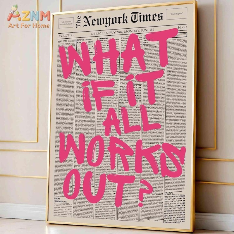 AZNM Vintage Newspaper Backgro - đánh giá và giá Vintage Fashion Wall Art