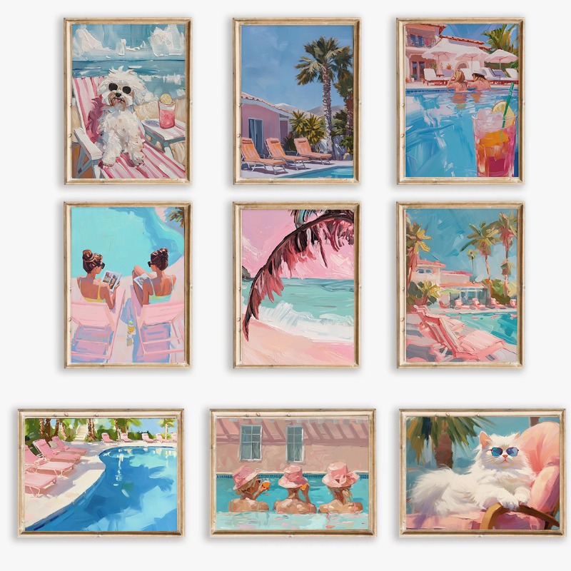 Vintage Girly Summer Pool Part - đánh giá và giá Vintage Fashion Wall Art