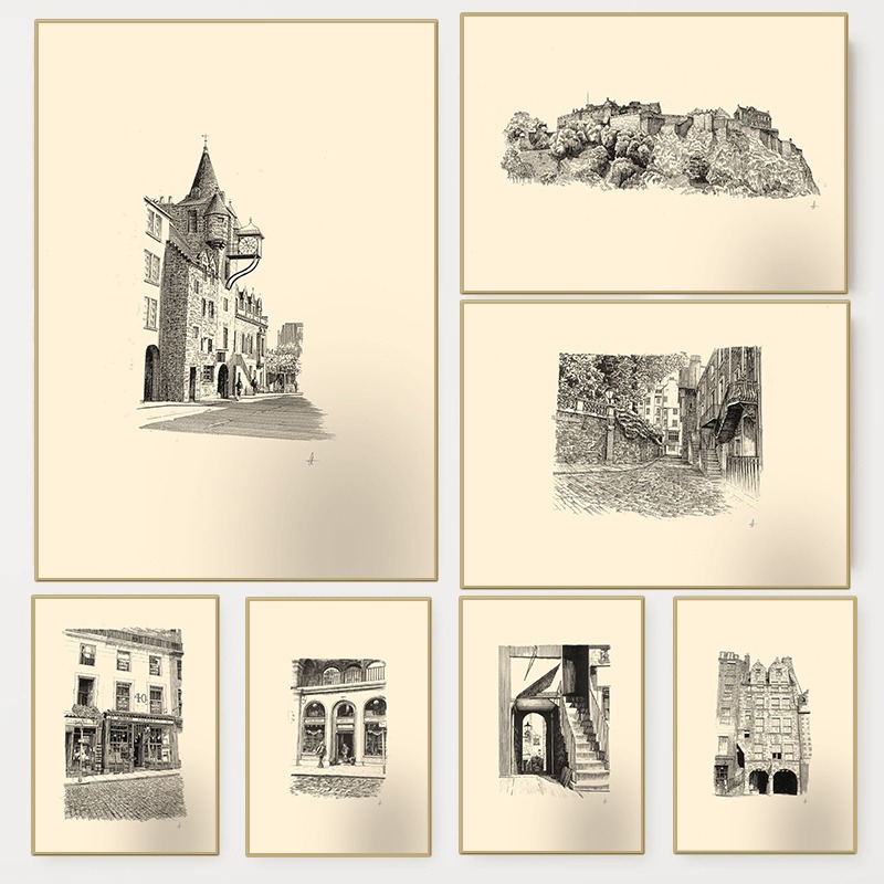 Vintage Edinburgh Castle Pen I - đánh giá và giá Vintage Fashion Wall Art