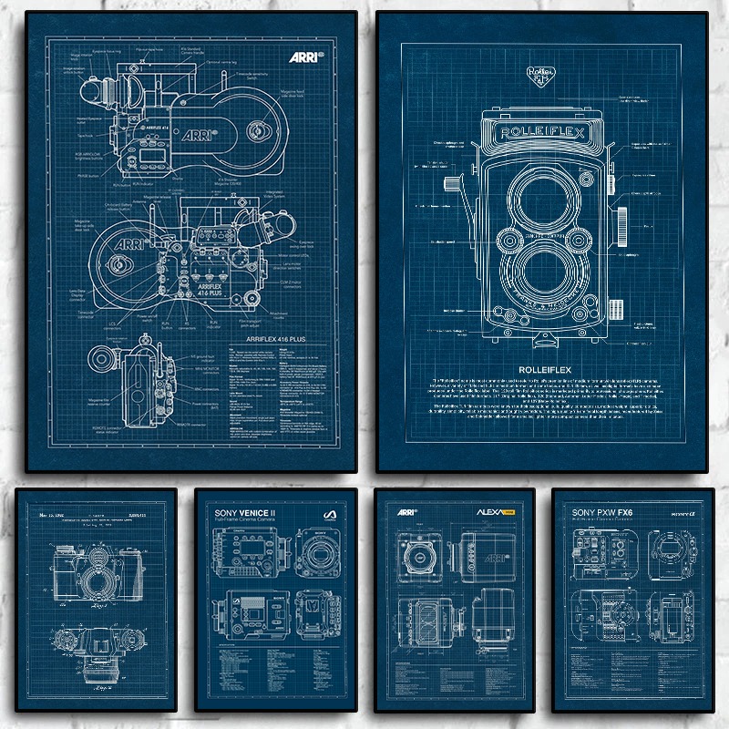 Vintage Leica Camera Blueprint - đánh giá và giá Vintage Fashion Wall Art